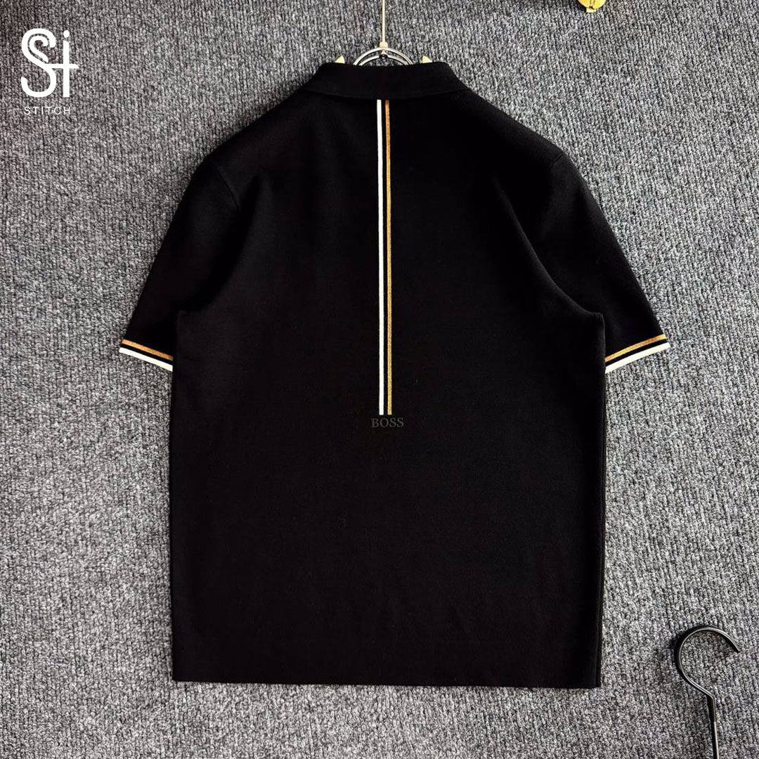 BOSS Black Zip Polo T-Shirt
