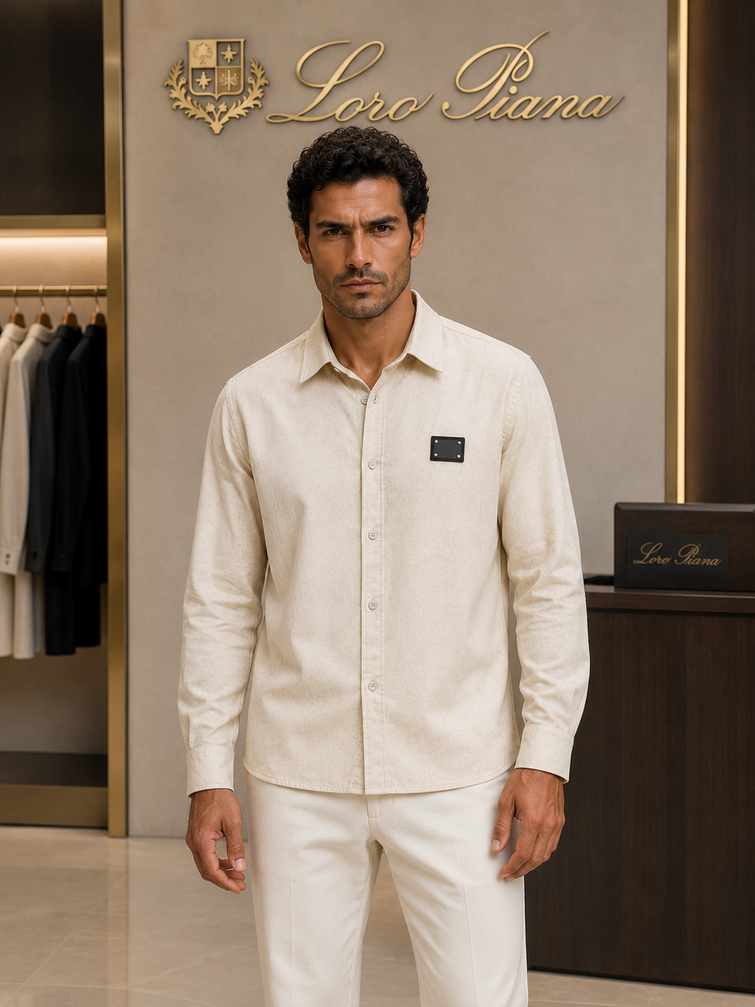 Loro Piana Luxury Beige Long-Sleeve Shirt