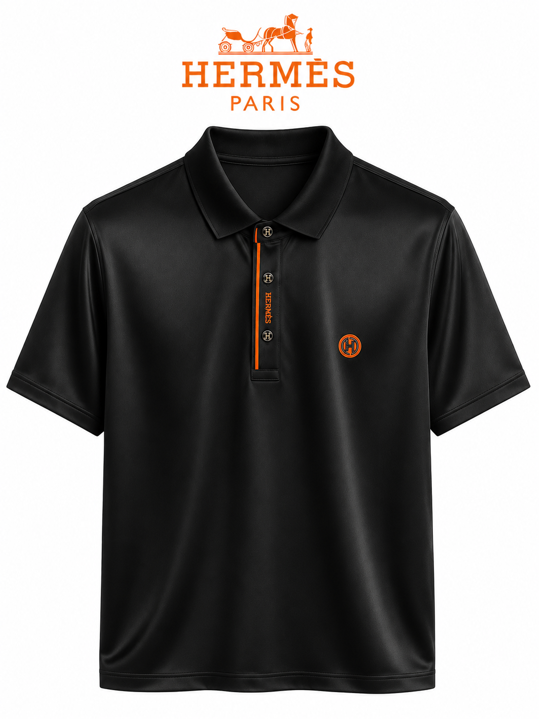 Hermès Inspired Premium Black Polo Shirt