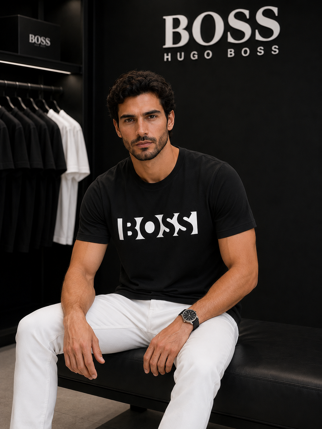 Hugo Boss Premium Black Graphic T-Shirt