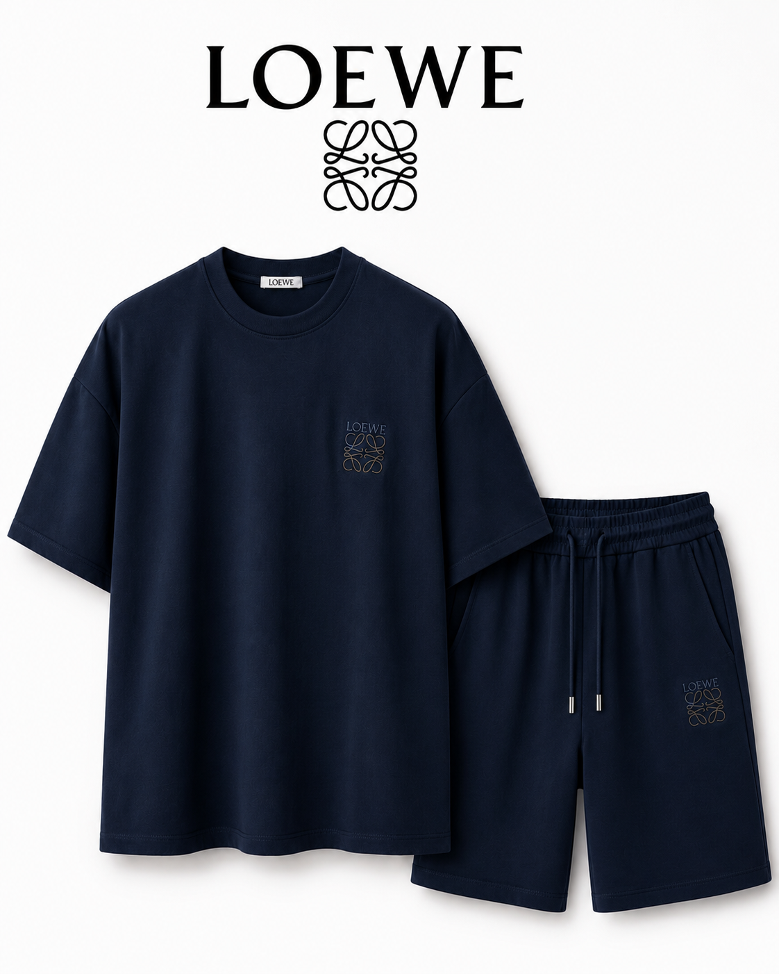 LOEWE Premium Navy T-Shirt & Shorts Set