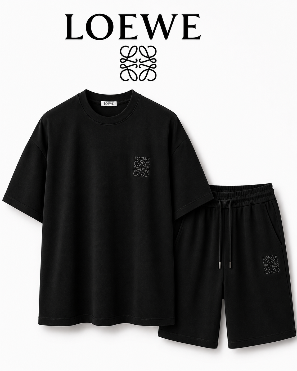 LOEWE Premium Black T-Shirt & Shorts Set