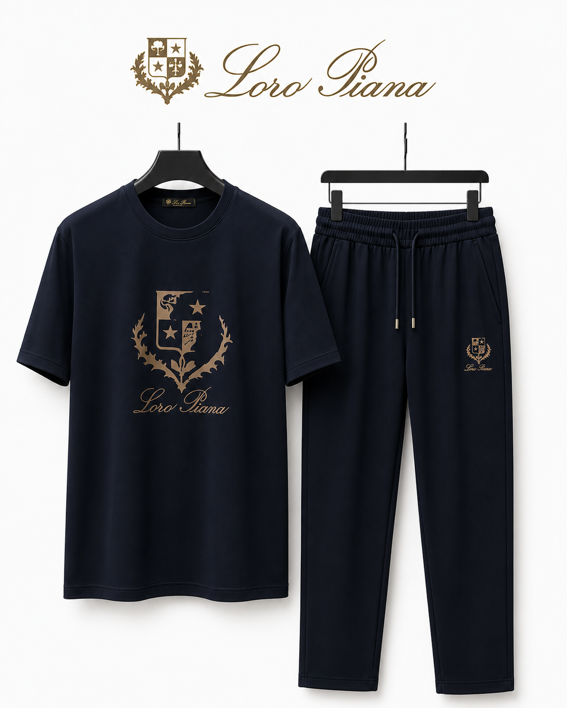 Loro Piana Navy Blue T-Shirt & Jogger Set