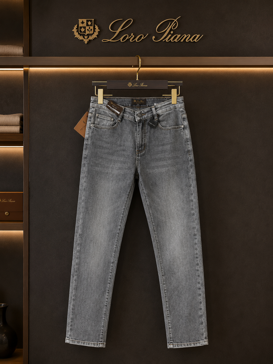 Loro Piana Slim Fit Washed Grey Jeans – Premium Men's Luxury Denim