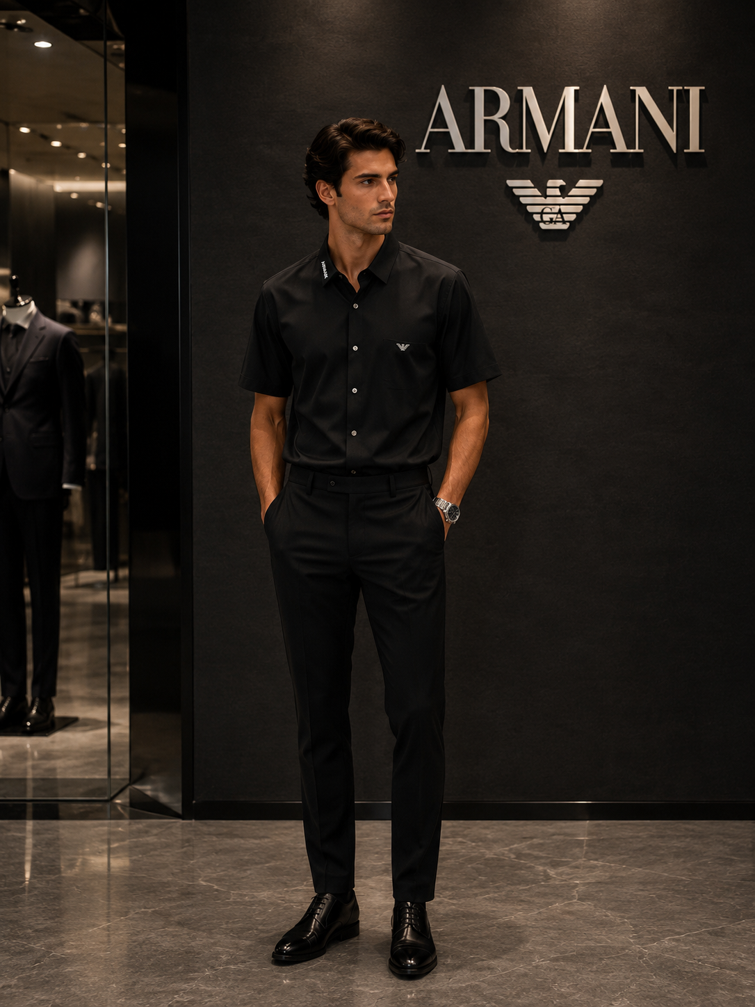 Emporio Armani Milano Black Shirt