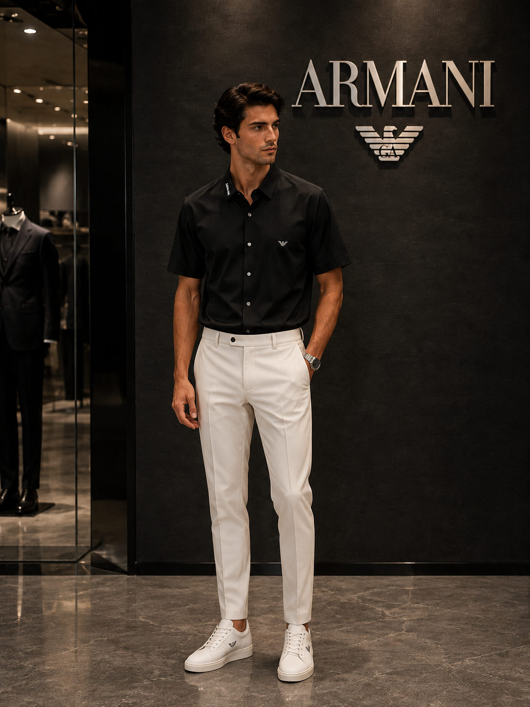 Emporio Armani Milano Black Shirt