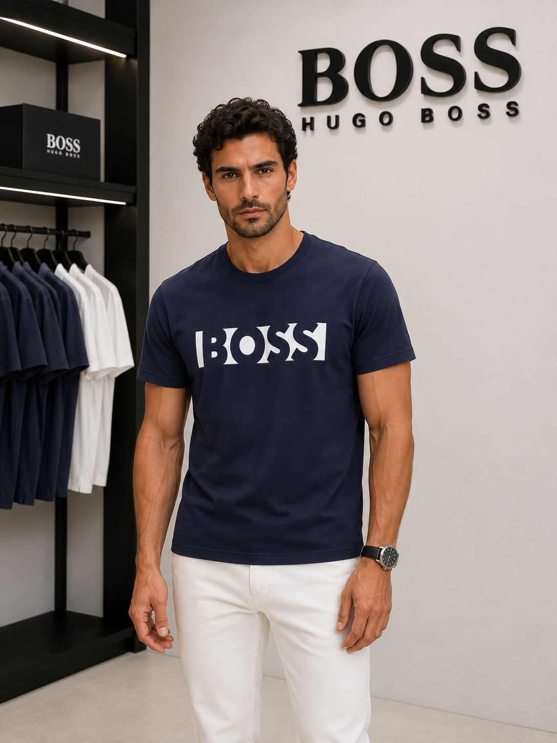 Hugo Boss Navy Blue Logo T-Shirt