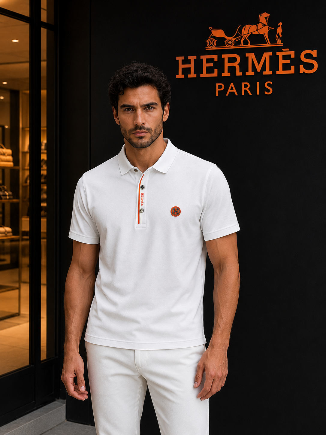 Hermès Premium White Polo Shirt