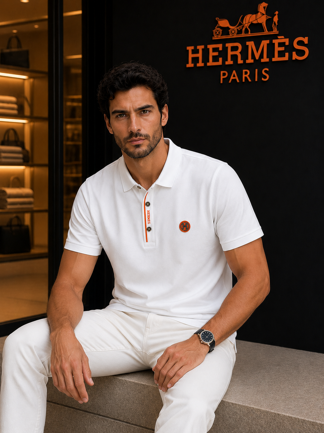Hermès Premium White Polo Shirt