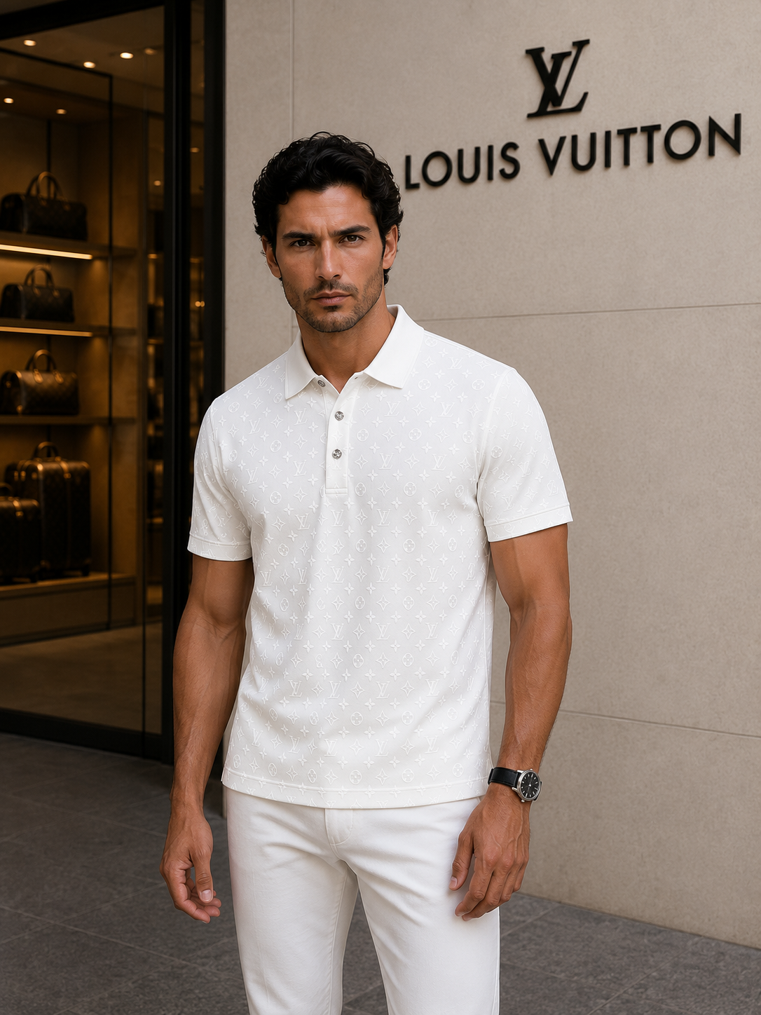 Louis Vuitton Premium White Polo Shirt