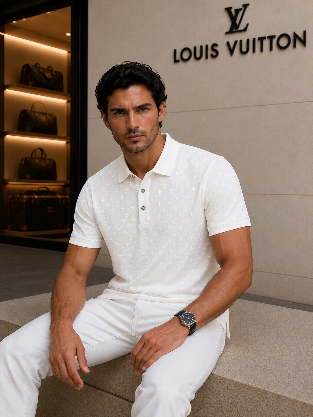 Louis Vuitton Premium White Polo Shirt