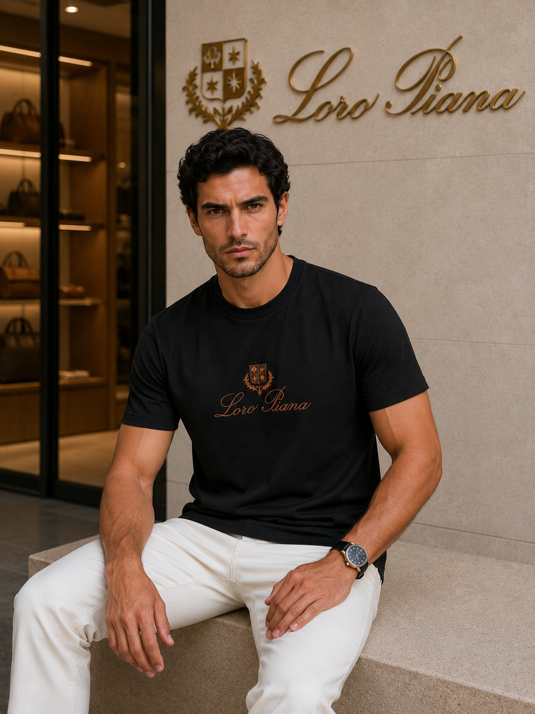 Loro Piana Premium Black Crew Neck T-Shirt