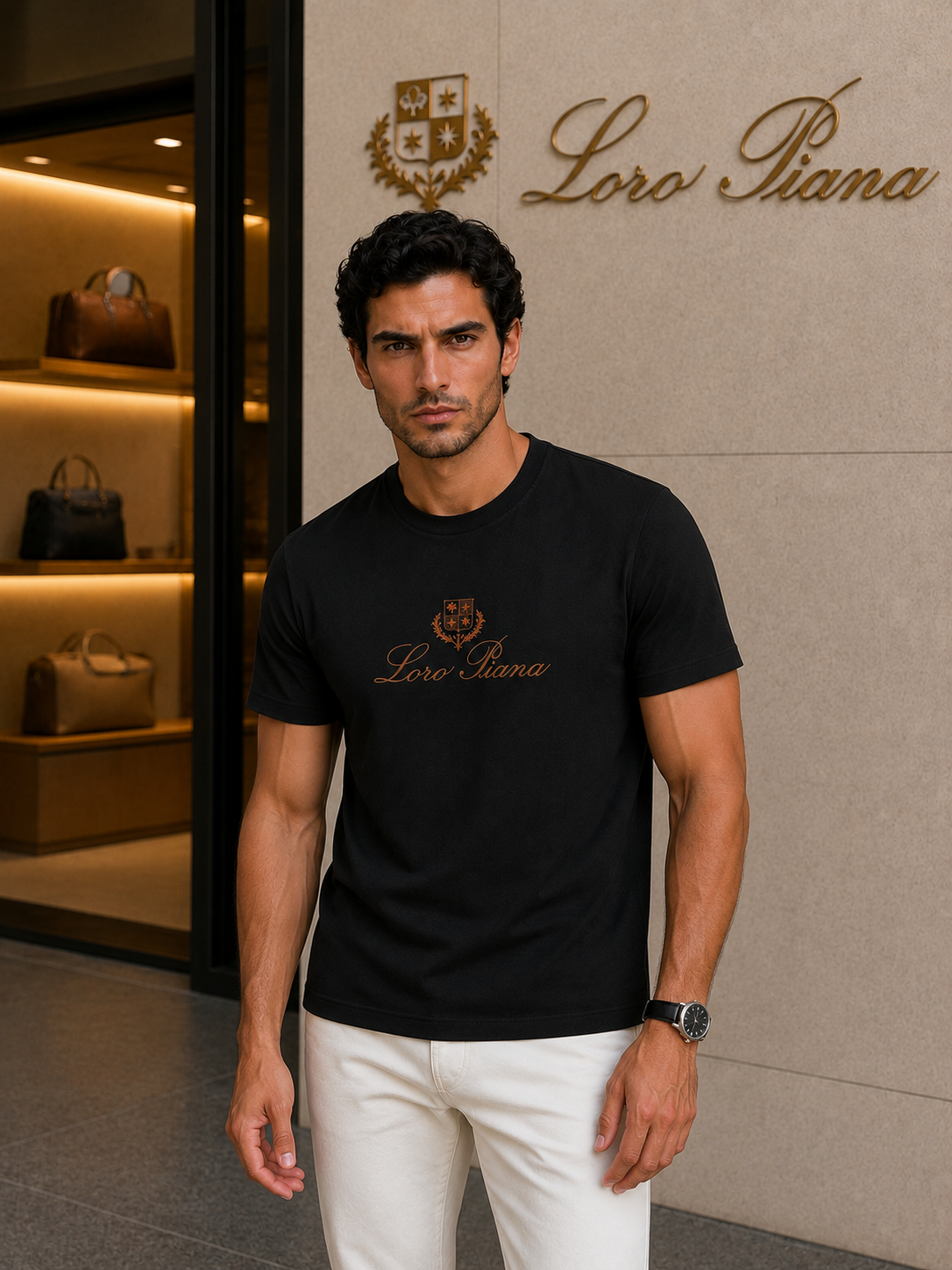 Loro Piana Premium Black Crew Neck T-Shirt