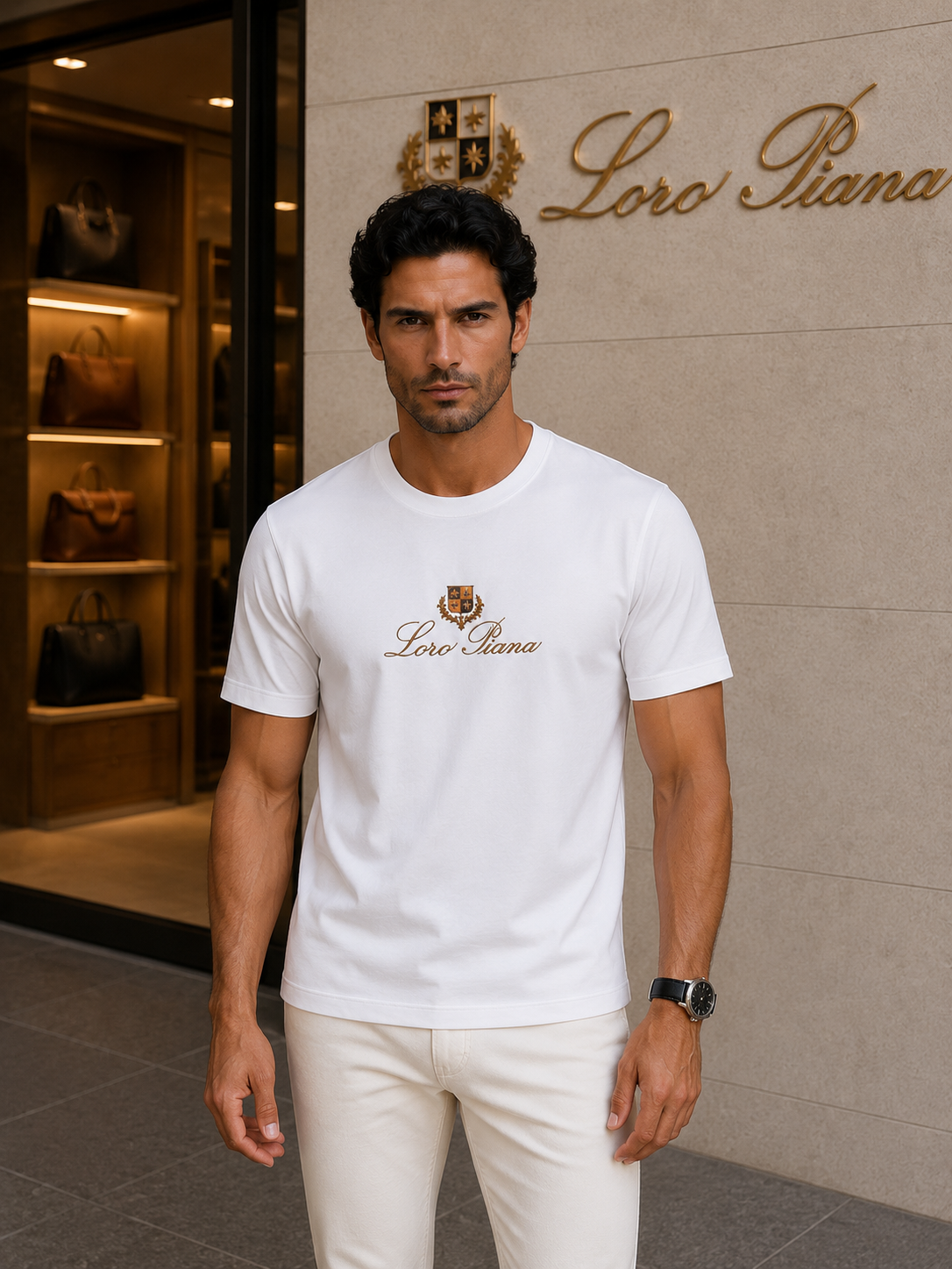 Loro Piana Premium White Crew Neck T-Shirt