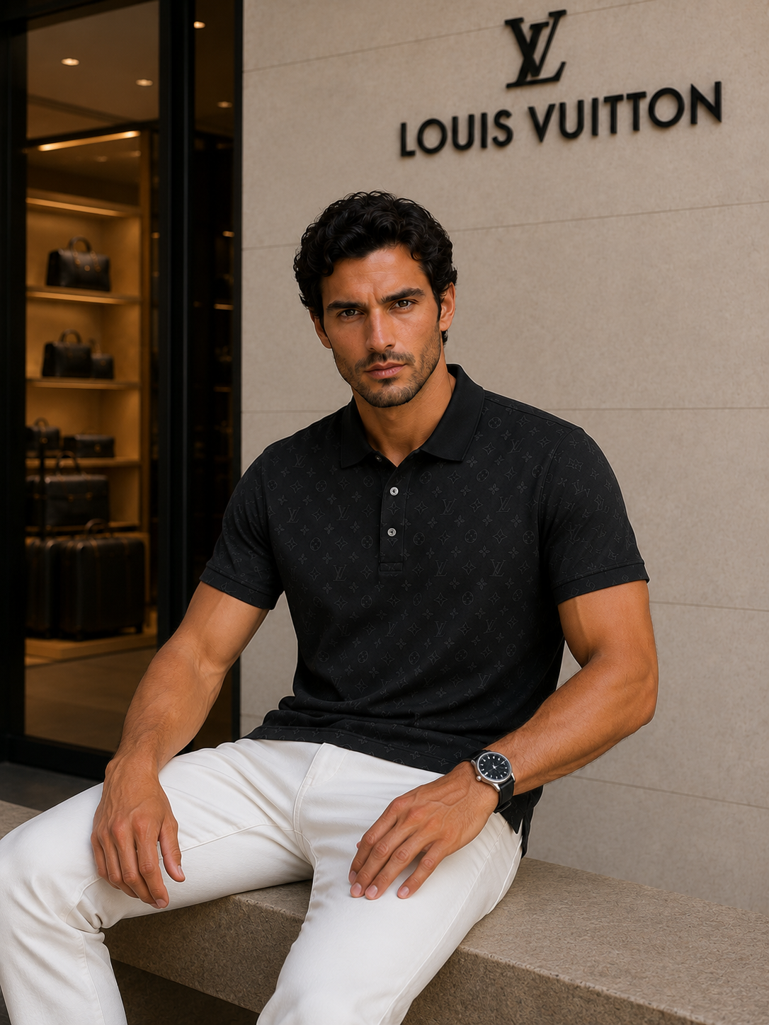 Louis Vuitton Premium Black Polo Shirt