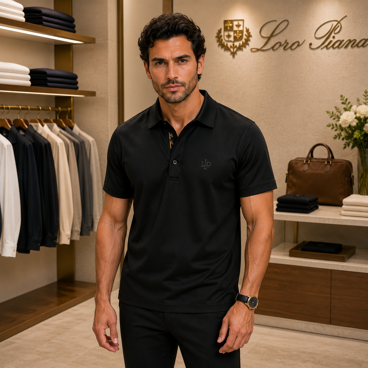 Loro Piana Premium Black Polo Shirt