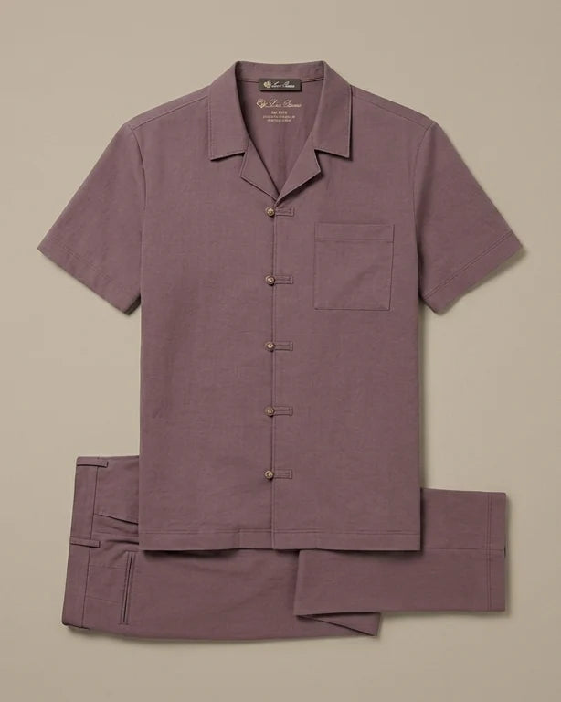 Loro Piana - Men's André Linen and Cotton Two-Piece Resort Set in Dusty Rose