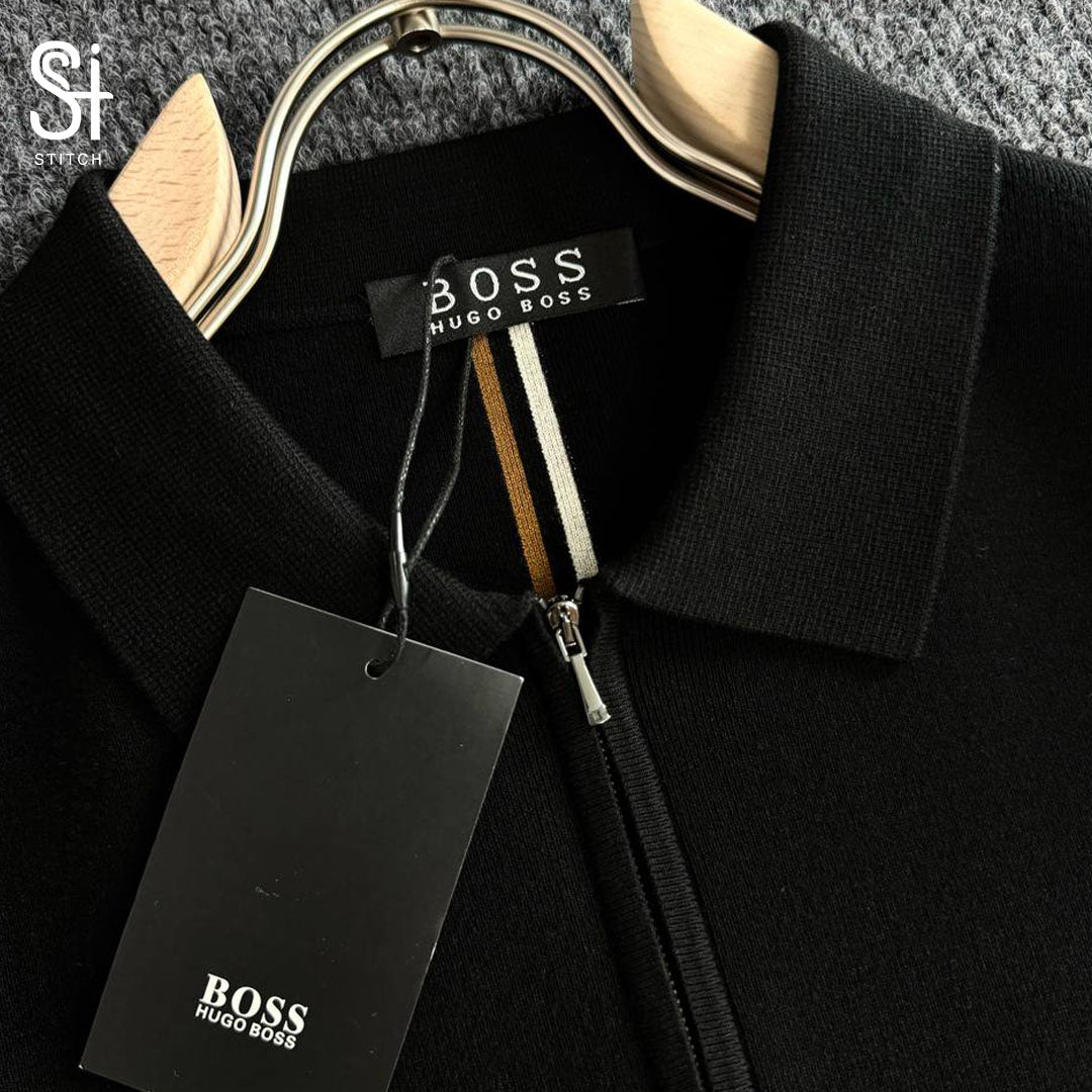 BOSS Black Zip Polo T-Shirt