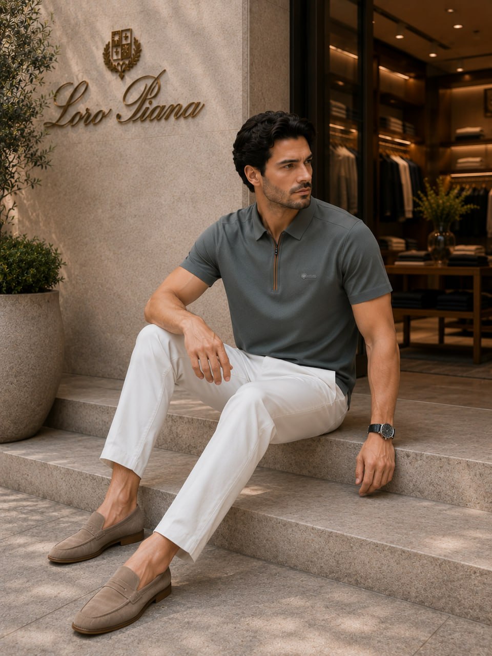 Loro Piana Gray Polo T-Shirt
