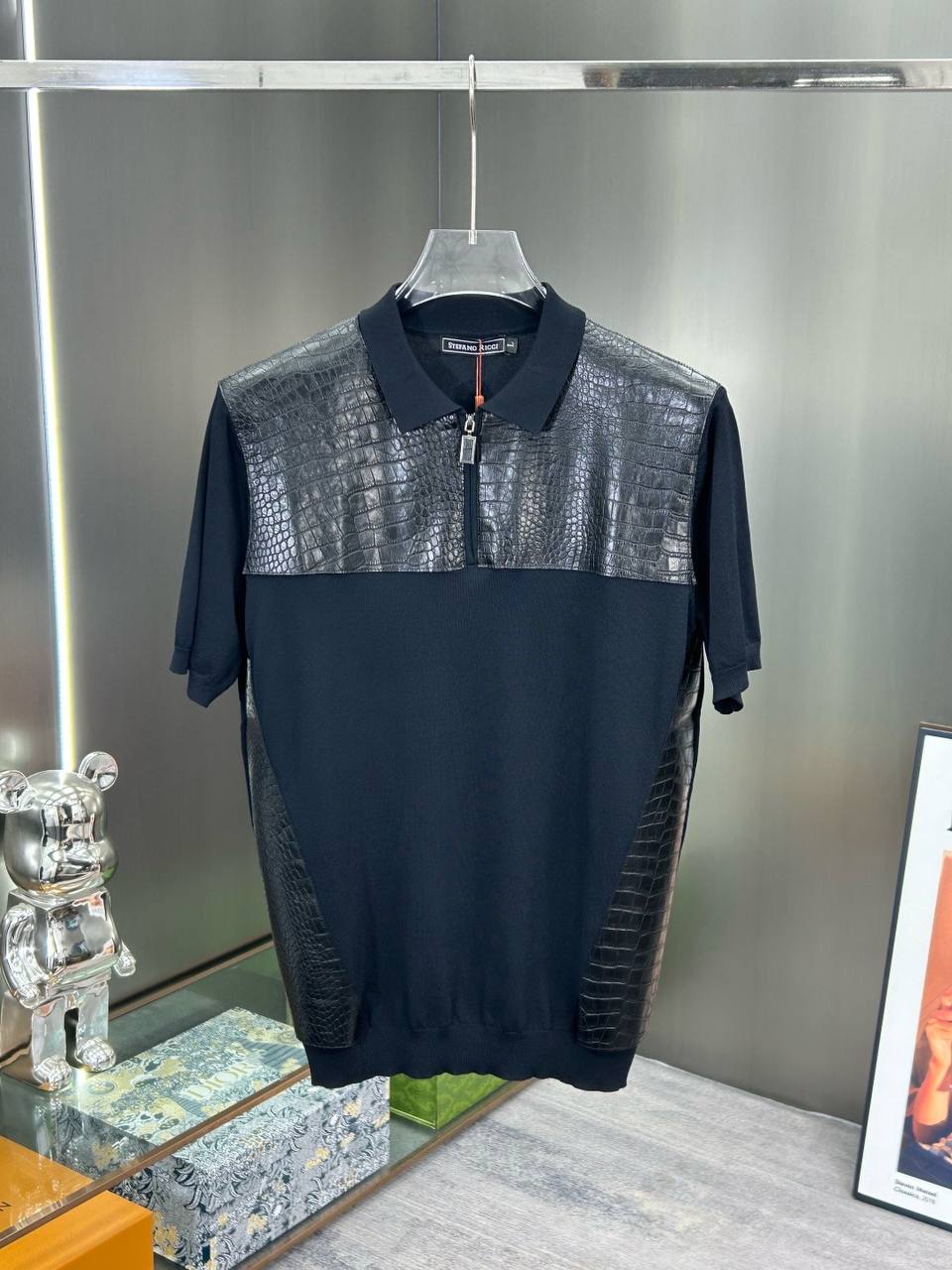 Stefano Ricci luxury black polo shirt