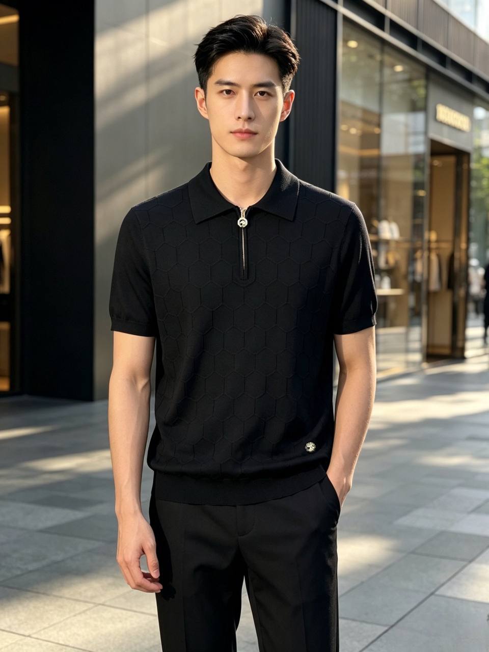 Stefano Ricci luxury black polo shirt
