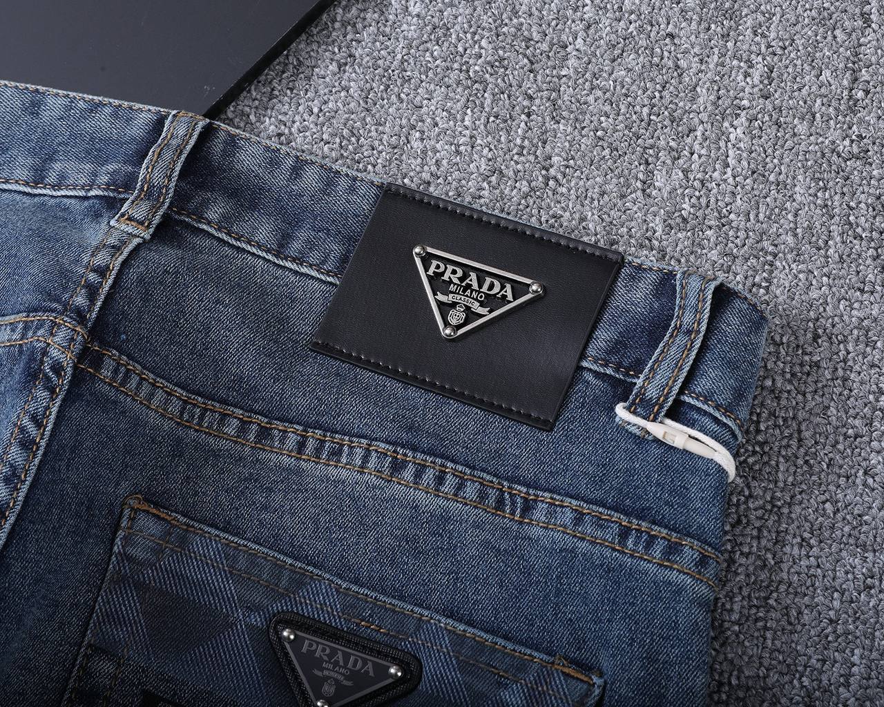 Prada Milano Light Blue Denim Jeans – Signature Logo Straight Fit | Premium Men's Jeans
