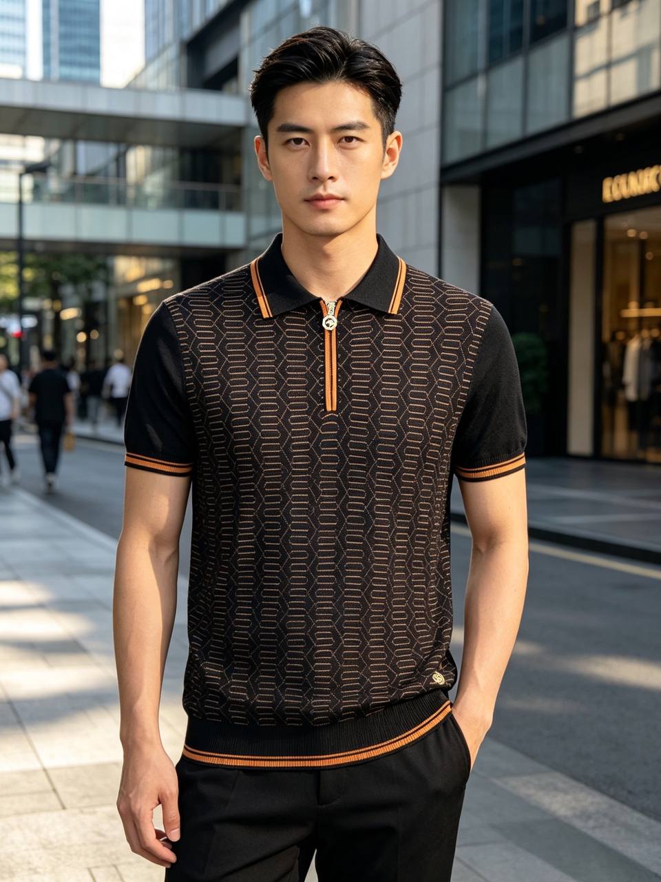 STEFANO RICCI | Signature Knit Polo** **Refined Texture. Timeless Sophistication