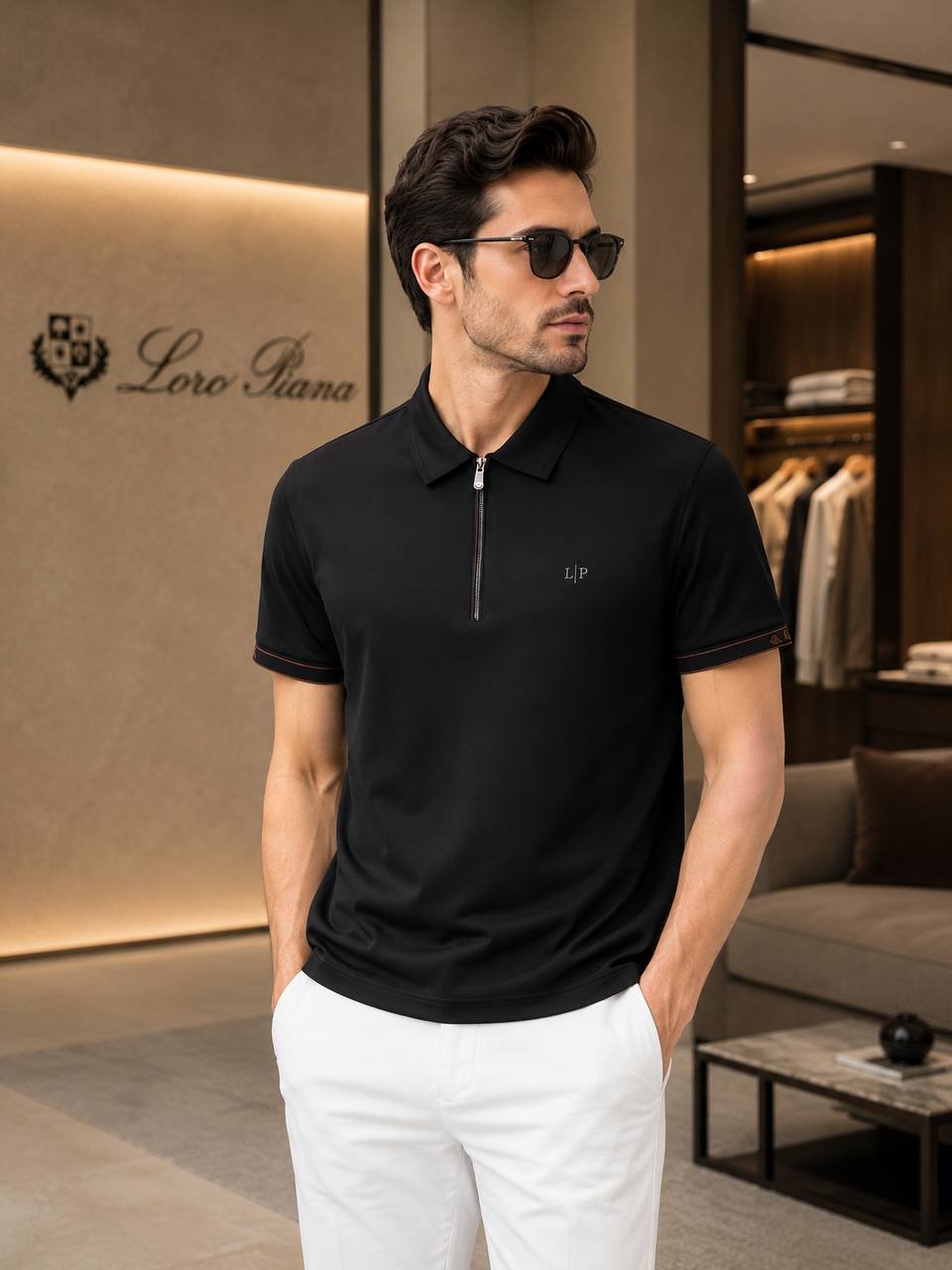 Loro Piana Black Polo T-Shirt