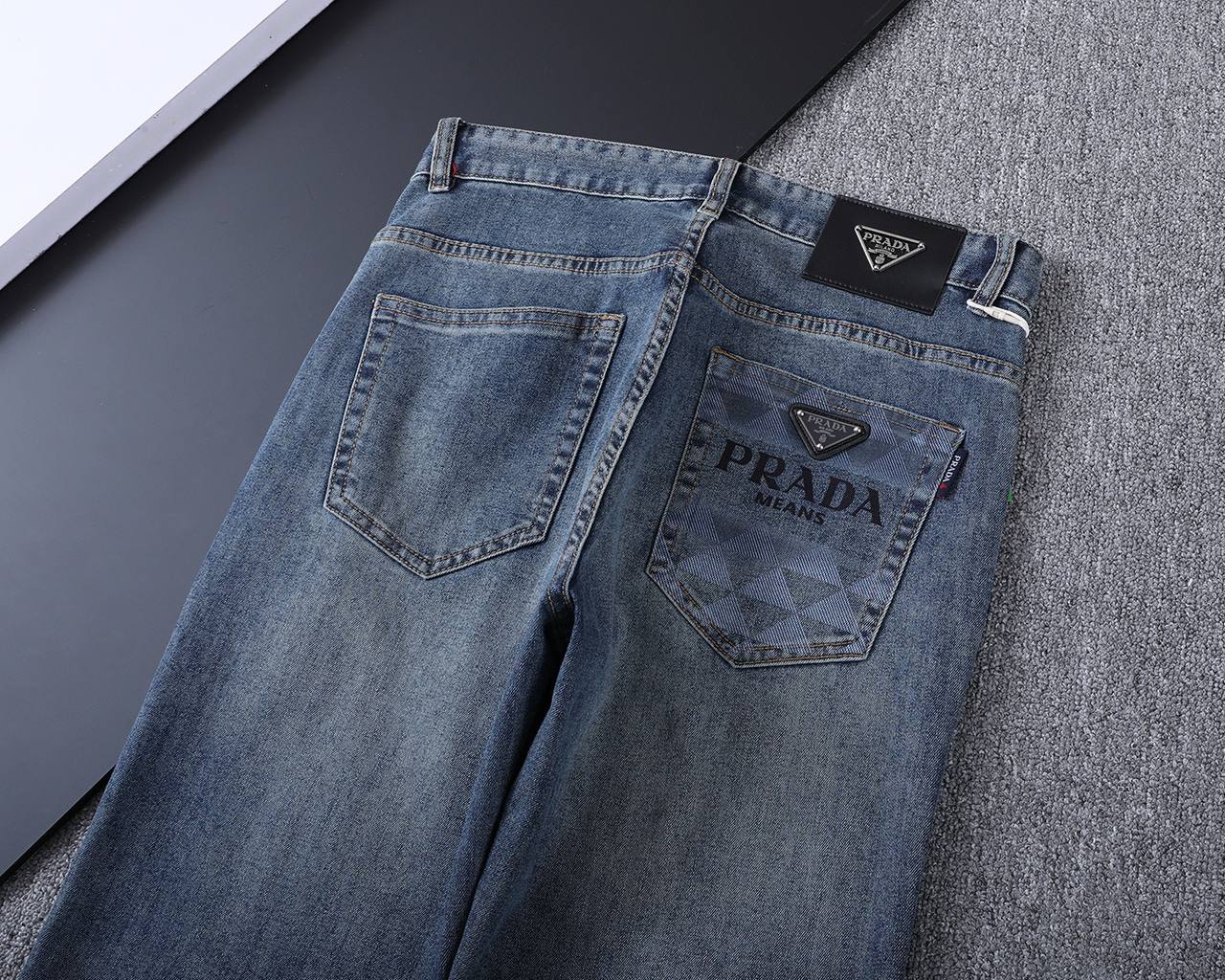 Prada Milano Light Blue Denim Jeans – Signature Logo Straight Fit | Premium Men's Jeans