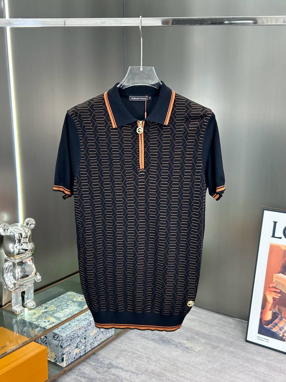 STEFANO RICCI | Signature Knit Polo** **Refined Texture. Timeless Sophistication