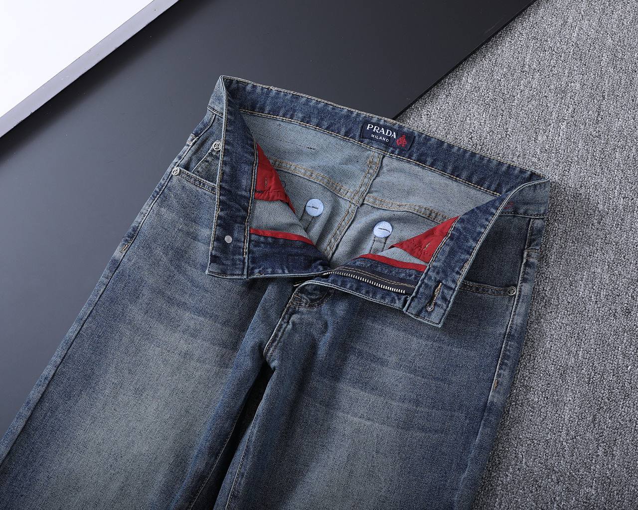Prada Milano Light Blue Denim Jeans – Signature Logo Straight Fit | Premium Men's Jeans