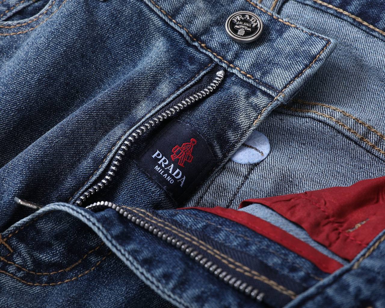 Prada Milano Light Blue Denim Jeans – Signature Logo Straight Fit | Premium Men's Jeans