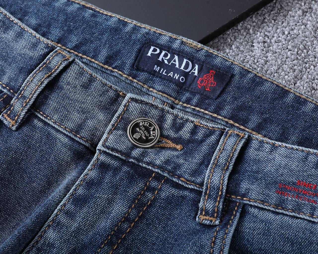 Prada Milano Light Blue Denim Jeans – Signature Logo Straight Fit | Premium Men's Jeans