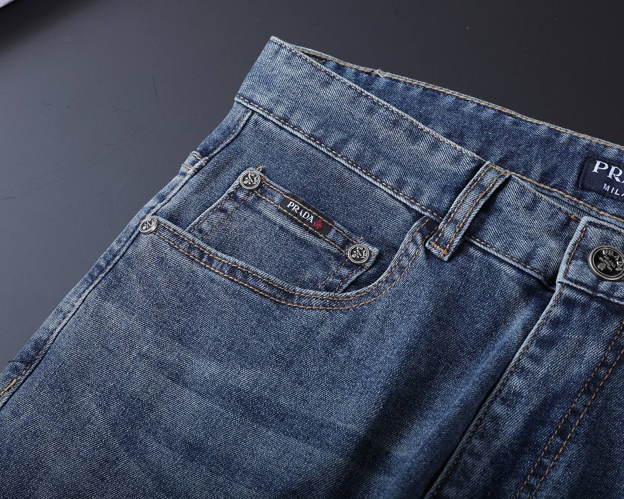 Prada Milano Light Blue Denim Jeans – Signature Logo Straight Fit | Premium Men's Jeans