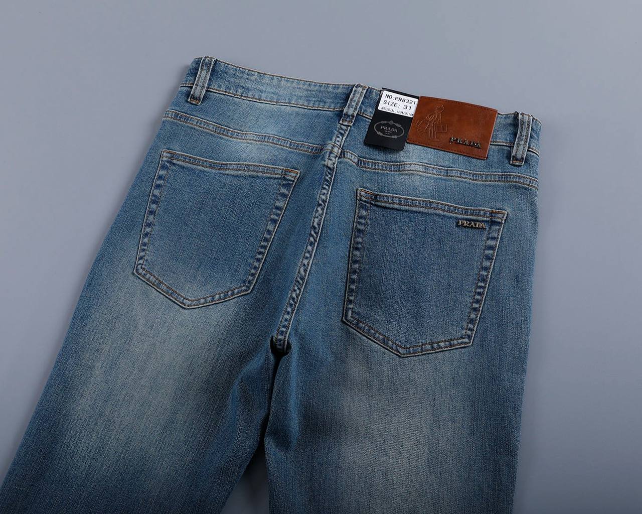 Prada Light Wash Denim Jeans – Classic Slim Fit | Premium Men's Jeans
