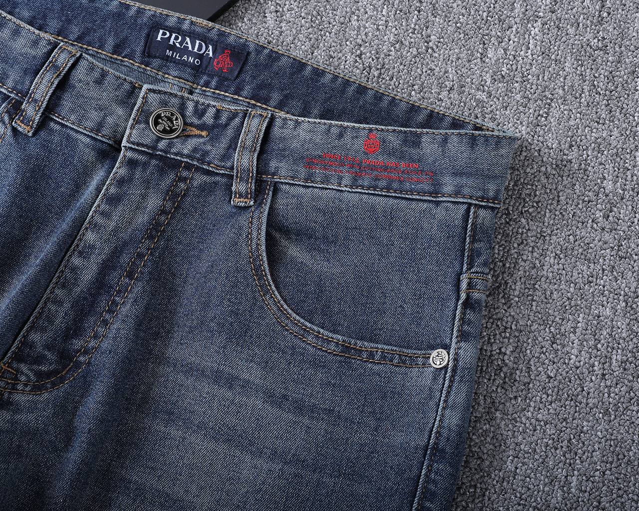 Prada Milano Light Blue Denim Jeans – Signature Logo Straight Fit | Premium Men's Jeans