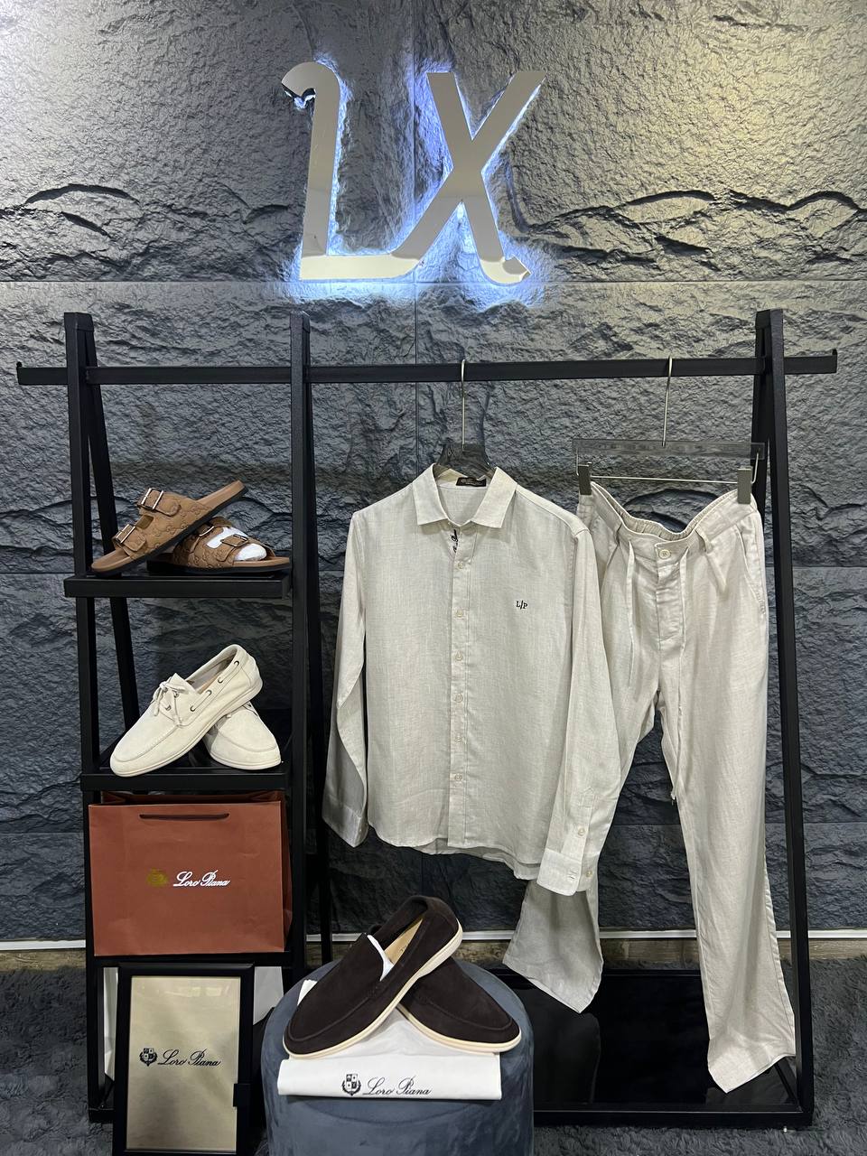 Loro Piana - Beige Linen Long Sleeve Shirt & Drawstring Trousers Set