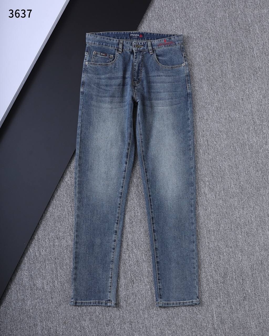 Prada Milano Light Blue Denim Jeans – Signature Logo Straight Fit | Premium Men's Jeans