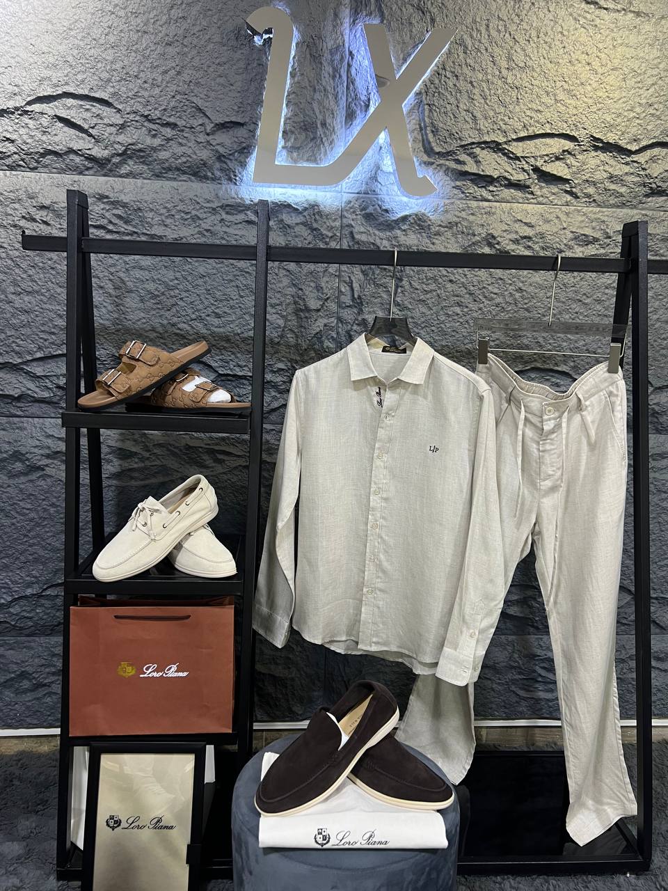 Loro Piana - Beige Linen Long Sleeve Shirt & Drawstring Trousers Set
