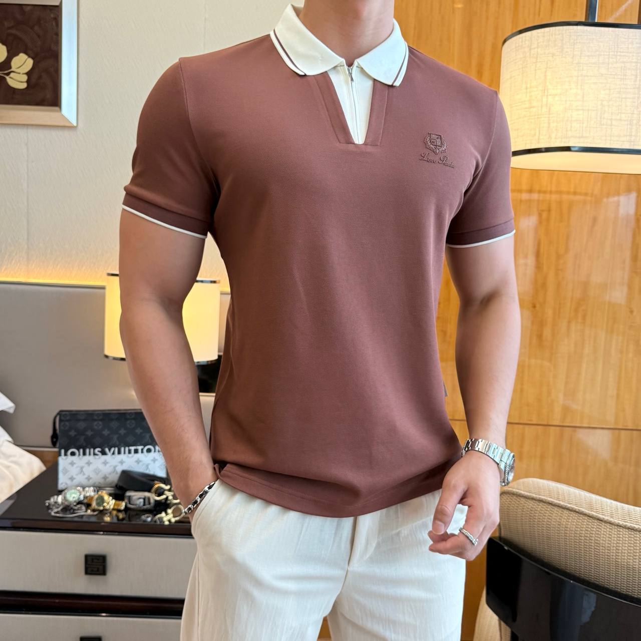 Loro Piana Contrast Collar Polo – Refined Casual Luxury