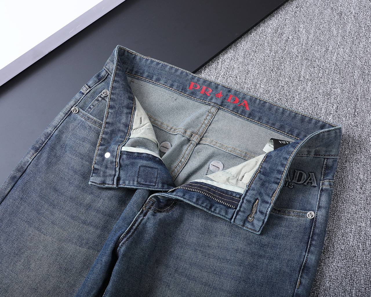 Prada Milano Light Wash Denim Jeans – Classic Straight Fit | Premium Men's Jeans
