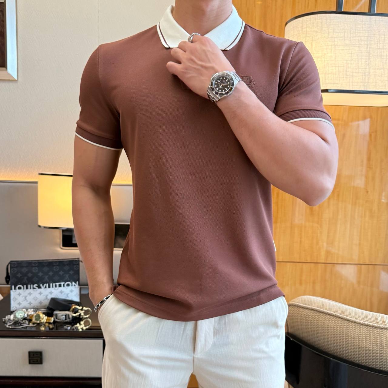 Loro Piana Contrast Collar Polo – Refined Casual Luxury