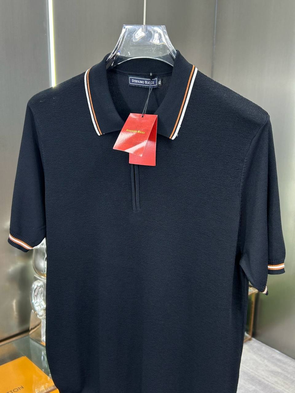 Stefano Ricci Half-Zip Knit Polo – Black