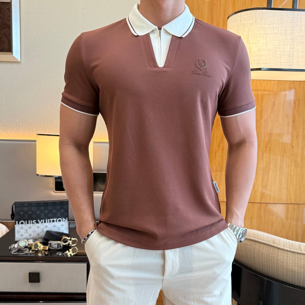 Loro Piana Contrast Collar Polo – Refined Casual Luxury