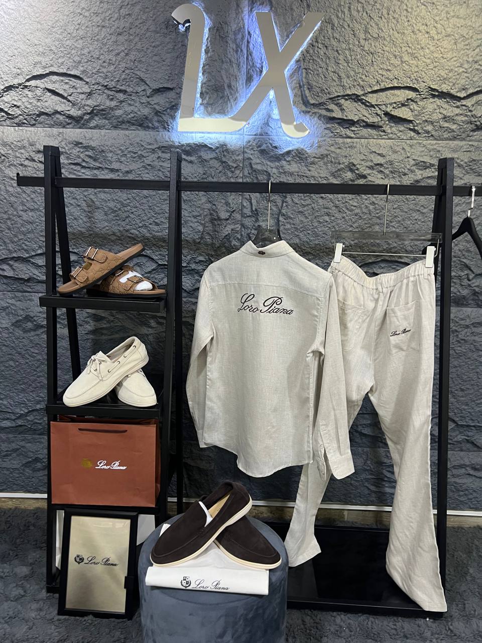 Loro Piana - Beige Linen Long Sleeve Shirt & Drawstring Trousers Set
