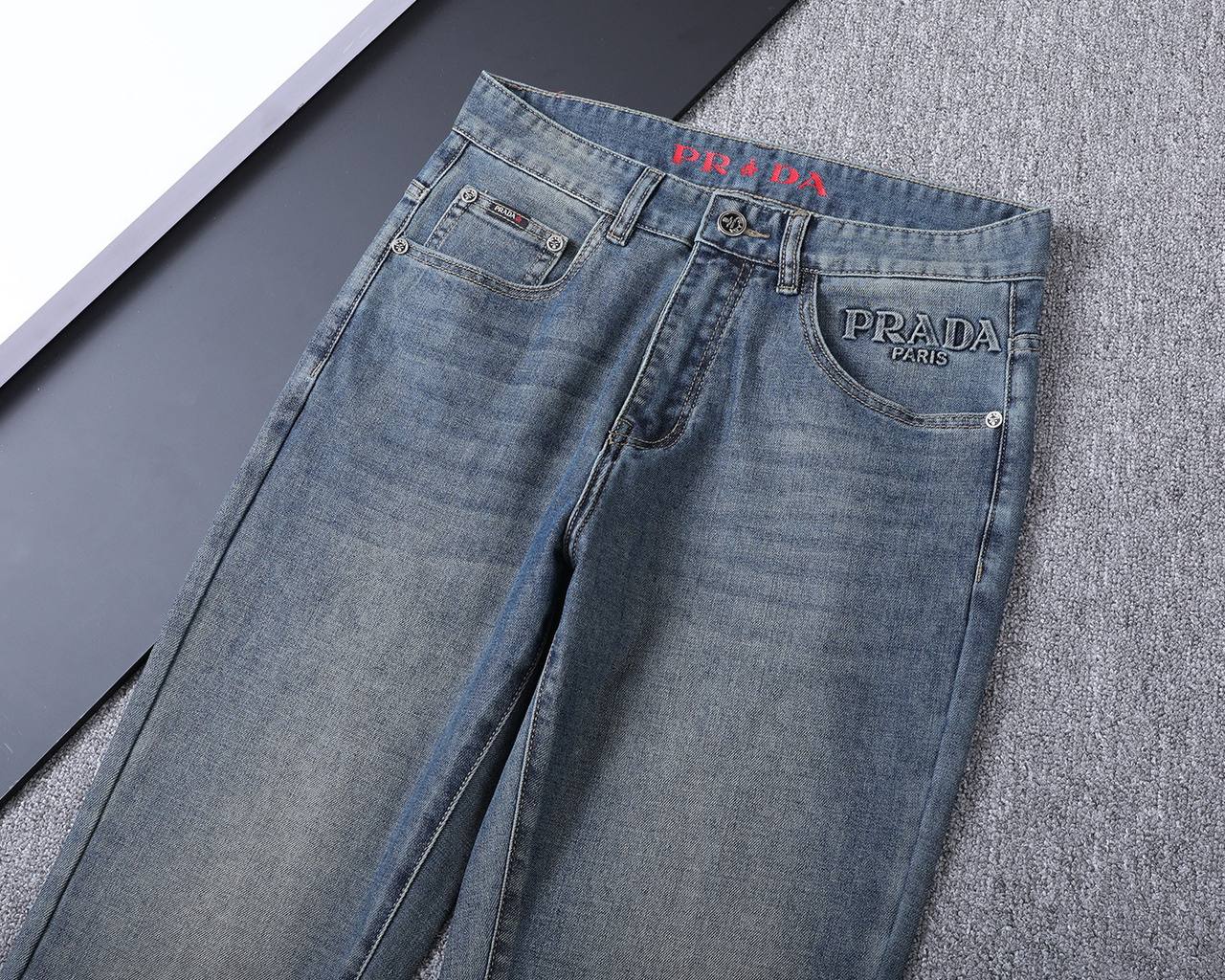 Prada Milano Light Wash Denim Jeans – Classic Straight Fit | Premium Men's Jeans
