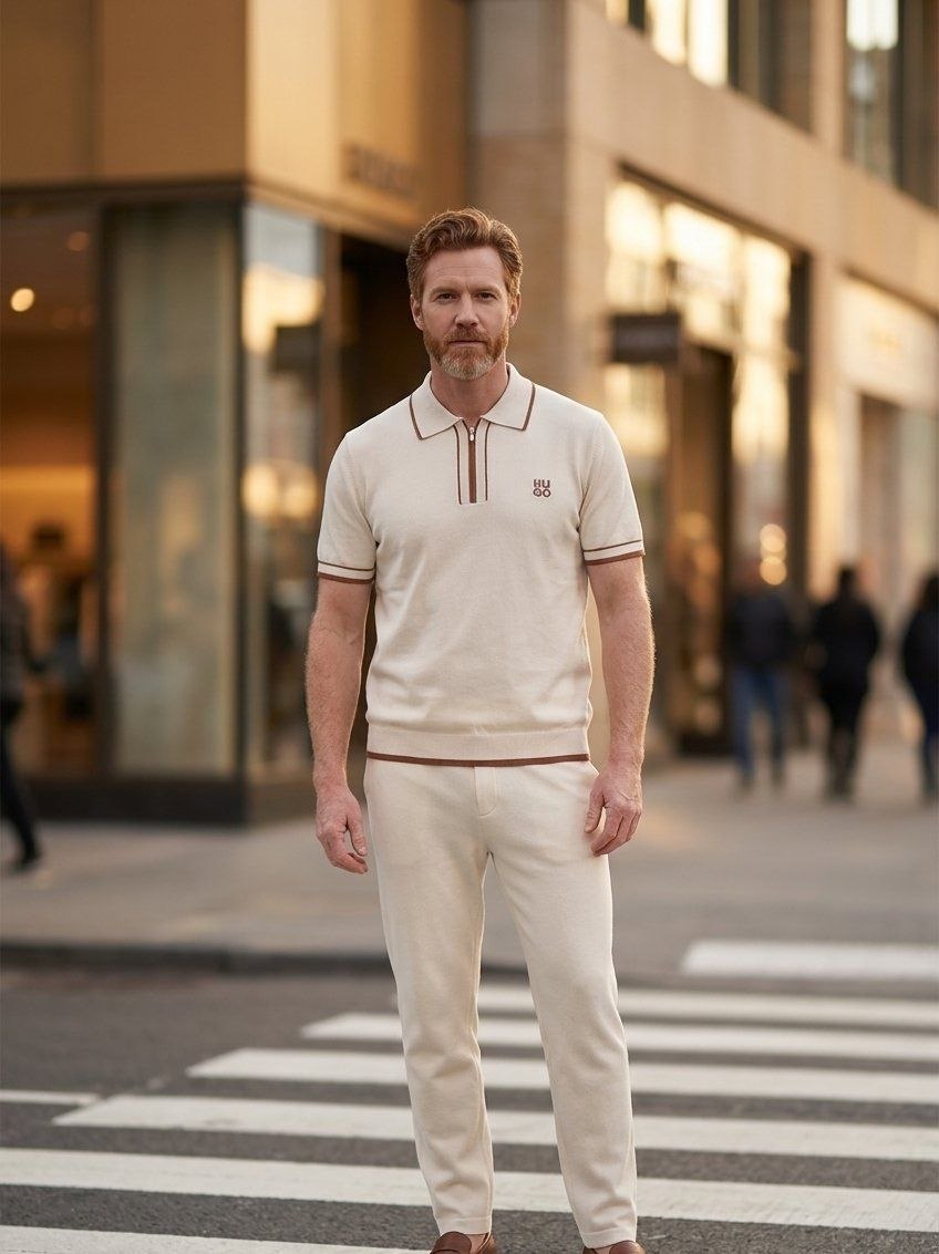 Boss Knit Polo Shirt – Beige Edition