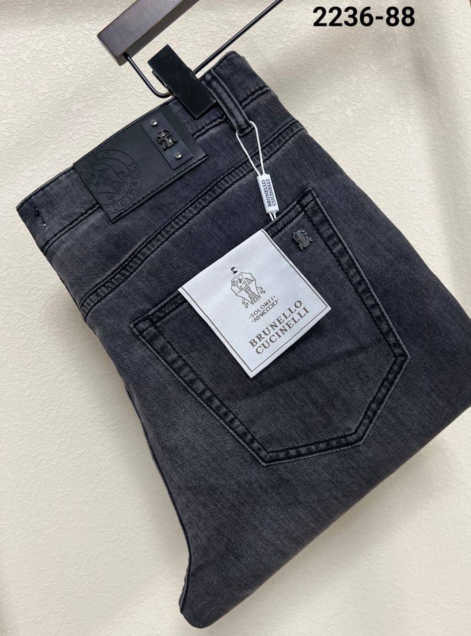 Brunello Cucinelli Washed Black Jeans – Premium Men's Slim Fit Denim