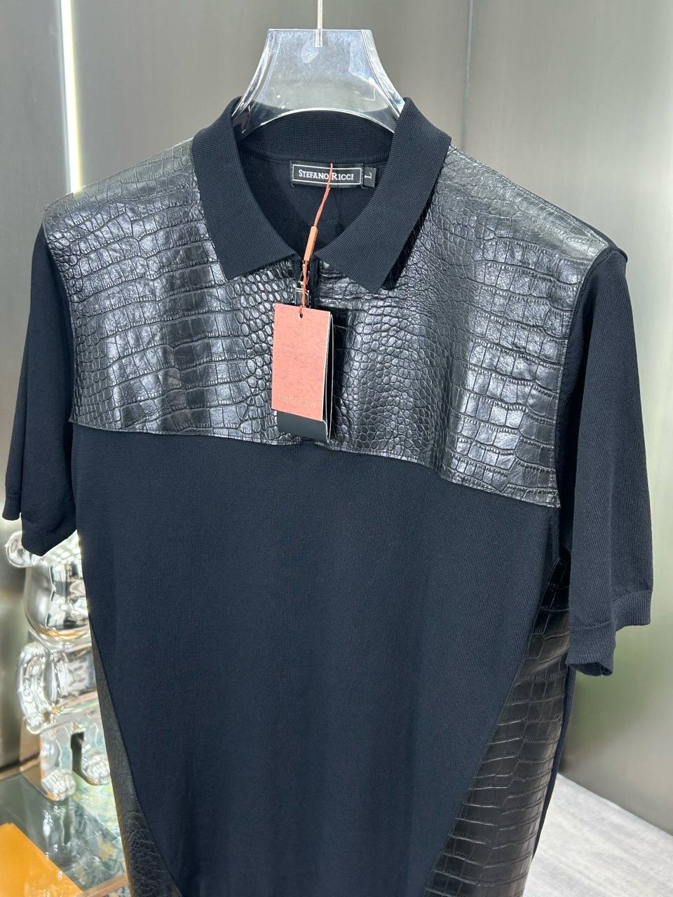 Stefano Ricci luxury black polo shirt