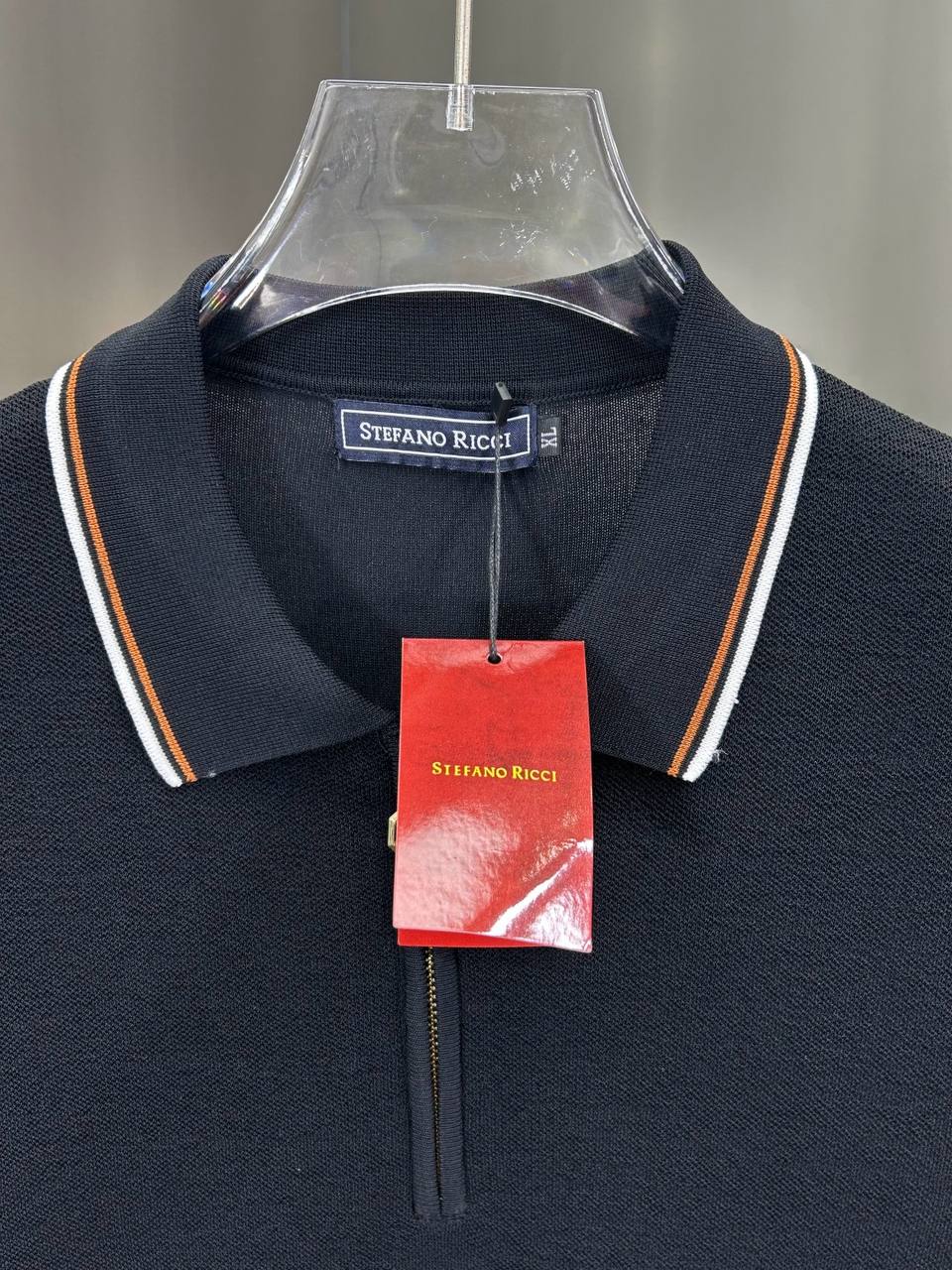 Stefano Ricci Half-Zip Knit Polo – Black